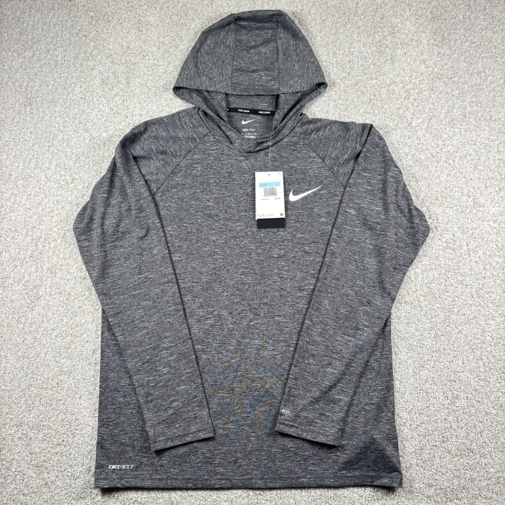 NEW Nike Swim Hoodie Men M Gray Dri-FIT UPF 40+ Long Sleeve NESSB669-001 - Picture 2 of 8